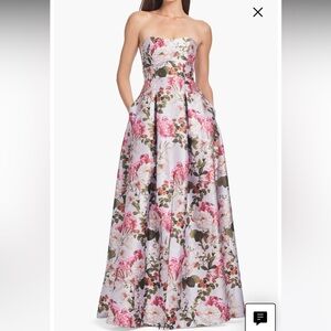 new Sachin and Babi Giovanna structured strapless gown in periwinkle and petals